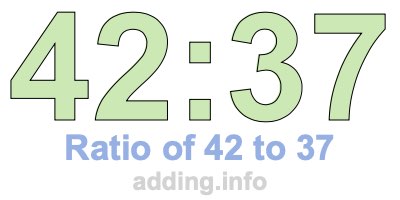 Ratio of 42 to 37 Ratio of 42 to 37