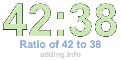 Ratio of 42 to 38 Ratio of 42 to 38