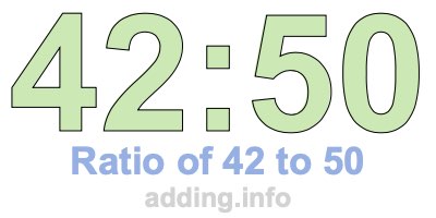 Ratio of 42 to 50 Ratio of 42 to 50