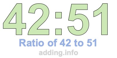 Ratio of 42 to 51 Ratio of 42 to 51