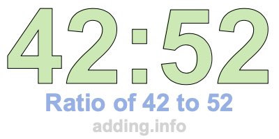 Ratio of 42 to 52 Ratio of 42 to 52
