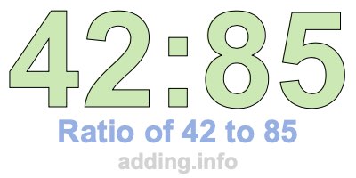 Ratio of 42 to 85 Ratio of 42 to 85