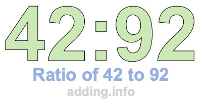 Ratio of 42 to 92 Ratio of 42 to 92