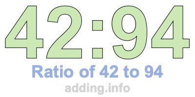 Ratio of 42 to 94 Ratio of 42 to 94