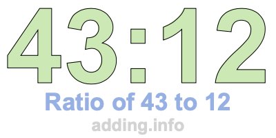 Ratio of 43 to 12 Ratio of 43 to 12