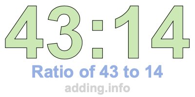 Ratio of 43 to 14 Ratio of 43 to 14