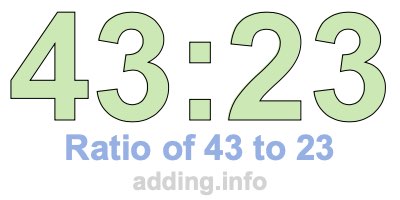 Ratio of 43 to 23 Ratio of 43 to 23