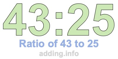 Ratio of 43 to 25