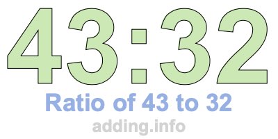 Ratio of 43 to 32 Ratio of 43 to 32