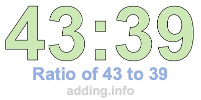Ratio of 43 to 39 Ratio of 43 to 39