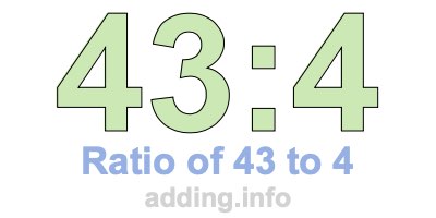 Ratio of 43 to 4 Ratio of 43 to 4