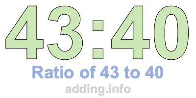 Ratio of 43 to 40 Ratio of 43 to 40