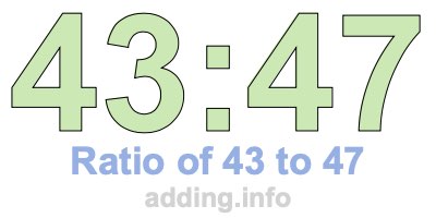 Ratio of 43 to 47 Ratio of 43 to 47