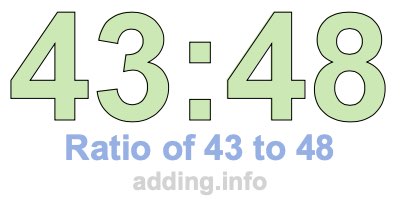 Ratio of 43 to 48 Ratio of 43 to 48