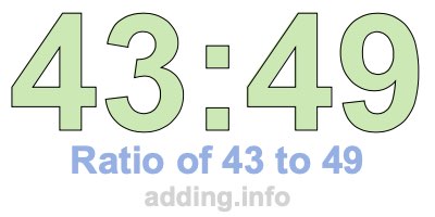 Ratio of 43 to 49 Ratio of 43 to 49