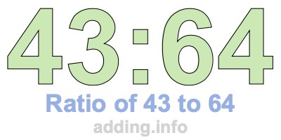 Ratio of 43 to 64 Ratio of 43 to 64