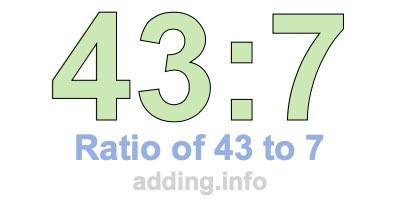Ratio of 43 to 7 Ratio of 43 to 7