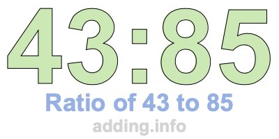 Ratio of 43 to 85 Ratio of 43 to 85