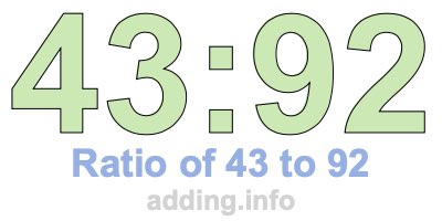 Ratio of 43 to 92