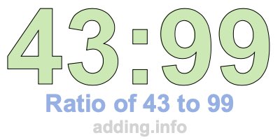 Ratio of 43 to 99 Ratio of 43 to 99