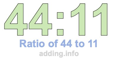 Ratio of 44 to 11 Ratio of 44 to 11