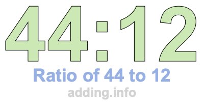 Ratio of 44 to 12 Ratio of 44 to 12