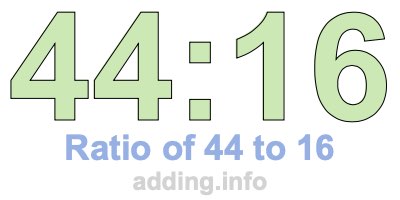 Ratio of 44 to 16 Ratio of 44 to 16