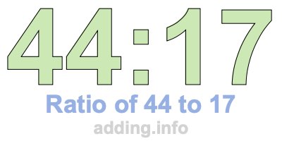 Ratio of 44 to 17 Ratio of 44 to 17