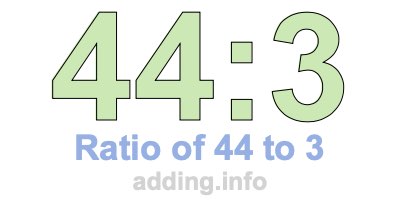 Ratio of 44 to 3 Ratio of 44 to 3