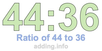 Ratio of 44 to 36 Ratio of 44 to 36
