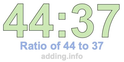 Ratio of 44 to 37 Ratio of 44 to 37