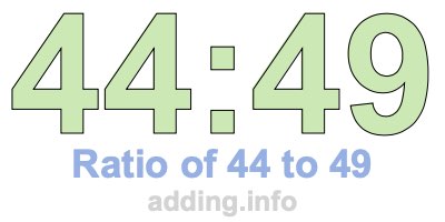 Ratio of 44 to 49 Ratio of 44 to 49