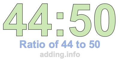Ratio of 44 to 50 Ratio of 44 to 50