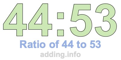 Ratio of 44 to 53 Ratio of 44 to 53
