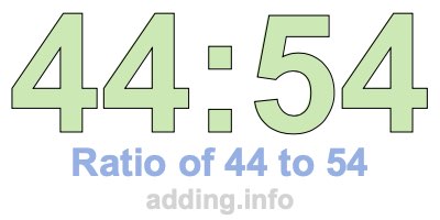 Ratio of 44 to 54 Ratio of 44 to 54