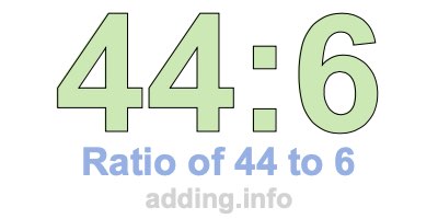 Ratio of 44 to 6 Ratio of 44 to 6
