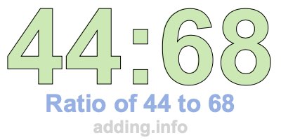 Ratio of 44 to 68 Ratio of 44 to 68