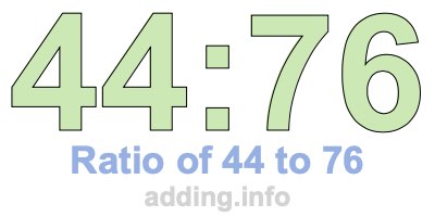 Ratio of 44 to 76