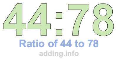 Ratio of 44 to 78 Ratio of 44 to 78