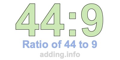 Ratio of 44 to 9 Ratio of 44 to 9