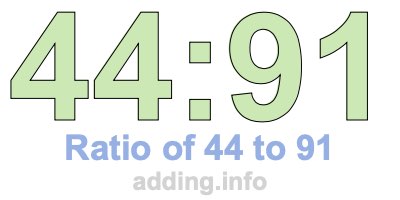Ratio of 44 to 91