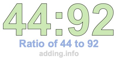 Ratio of 44 to 92 Ratio of 44 to 92