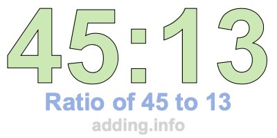 Ratio of 45 to 13