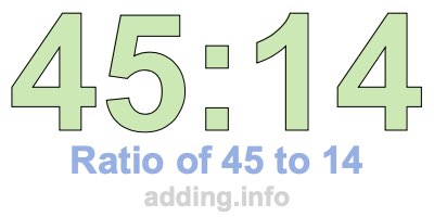 Ratio of 45 to 14 Ratio of 45 to 14