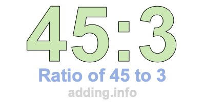 Ratio of 45 to 3 Ratio of 45 to 3
