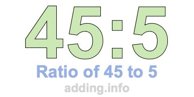Ratio of 45 to 5 Ratio of 45 to 5