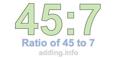 Ratio of 45 to 7 Ratio of 45 to 7