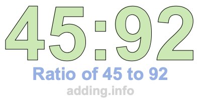 Ratio of 45 to 92