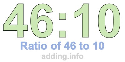 Ratio of 46 to 10 Ratio of 46 to 10