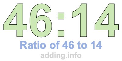 Ratio of 46 to 14 Ratio of 46 to 14